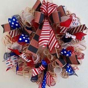 Patriotic Wreath 4th of July Memorial Day Veterans Day Military Handcraf…